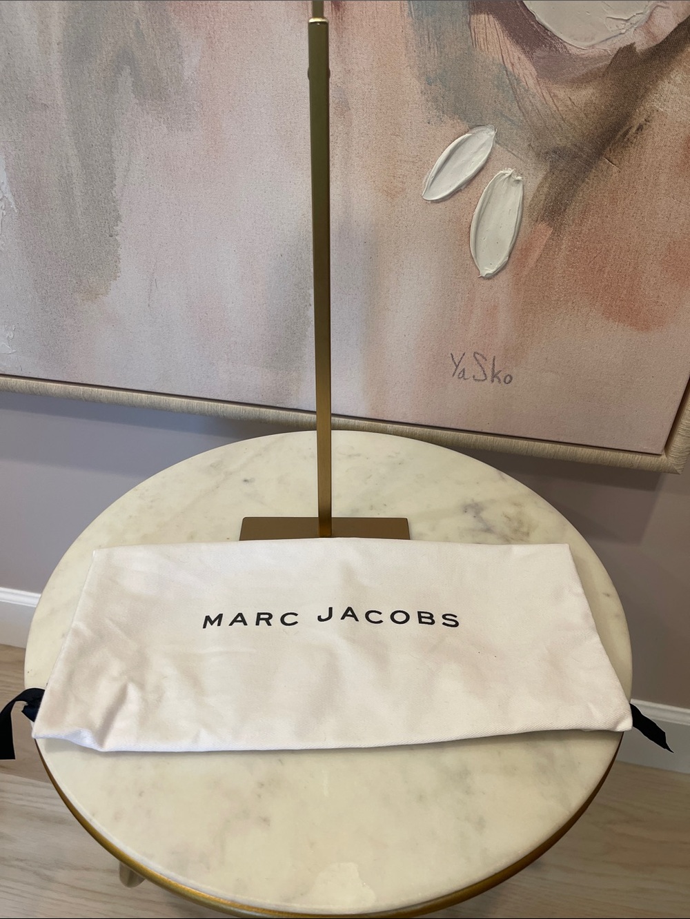 Marc Jacobs White Canvas Dustbag with Black Logo - 12” x 13”